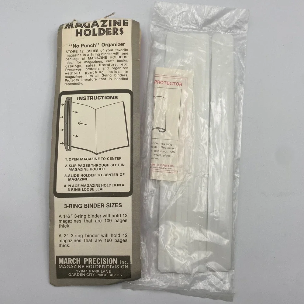 Vintage March Precision No Punch‎ Magazine Holders 3-Ring Binder Inserts 24 ct